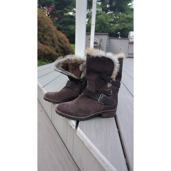 Andrew Marc Hudson brown Suede Buckle boots 6.5  Size 6 1/2 - Picture 11 of 16